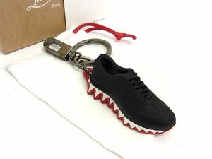 ■極美品■ Christian Louboutin クリスチャンルブタン LoubiShark ラバー キーホルダー キーリング チャーム ブラック系 AU1208