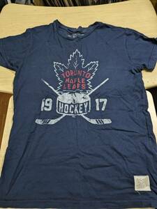 【服飾】 ビンテージ 古着 Tシャツ NHL ホッケー トロントメープルリーフス Maple Leafs レトロブランド ネイビー M