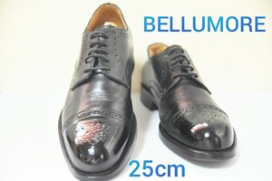 定価2万円 100円スタート！【BELLUMORE】ベルモーレ パンチドキャップトゥ 紳士靴 ビジネスシューズ メダリオン ブラック 牛革 25cm