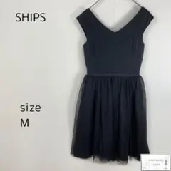 美品 SHIPS シップス ワンピース ノースリーブ 黒 切替デザイン M