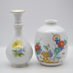 1円【良品】Meissen・柿右衛門 花瓶2点セット/89