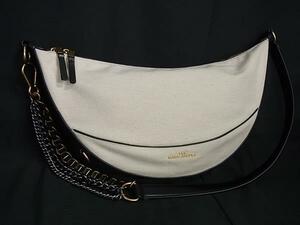 1円 ■美品■ MARC JACOBS マークジェイコブス キャンバス ショルダーバッグ 肩掛け レディース アイボリー系 FF3190