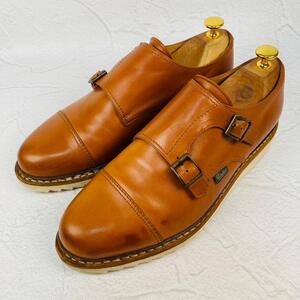 PARABOOT パラブーツ ウィリアム スポーツ シャークソール 茶 ブラウン 8 26.5cm ダブルモンク 仏製 レザーシューズ ノルヴェイジャン製法