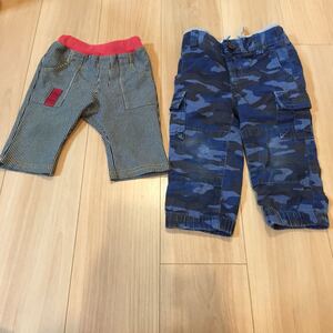 幼児 キッズ ズボン ウエストゴム コンビミニ 濃紺 ストライプ 80 baby Gap 18-24ヶ月 90 カモフラ柄 ブルー カーゴ ポケット 2点