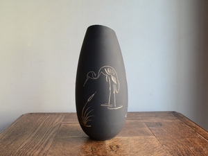 アンティーク花器 オブジェ ヴィンテージ デザイン 陶器 フラワーベース（H19.5cm） 華道 花瓶 生け花 ポット