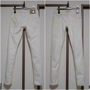 ★SCOTCH&SODA ホワイト ストレッチ デニム パンツ 汚し ペイント リペア ダメージ 加工 スコッチ&ソーダ TYE