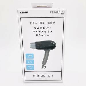 美品 ドライヤー イズミ マイナスイオン 黒 ブラック ヘアケア ちょうどいい 折りたたみ minus ion IZUMI DR-RM38-K 大風量 冷風 ヘア 髪