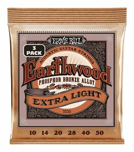 ★ERNIE BALL 3550 ×1 [10-50] Earthwood Extra Light Phosphor Bronze 3セットパック アコースティックギター弦★新品送料込