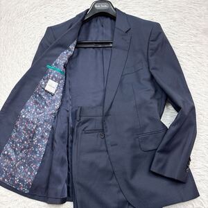 【名作!!極美品!!!】現行 PaulSmith ポールスミス セットアップ スーツ SOHO FIT ZIG NONE NATURAL STRETCH 裏地 花柄 ネイビー メンズ 2B 