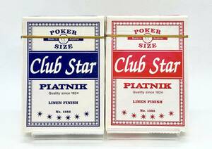 【 未開封 トランプ 2set 】Club Star Playing Cards 赤&青 ／ POKER SIZE Made in Austria ◎ PIATNIK since 1824 LINEN FINISH No.1382