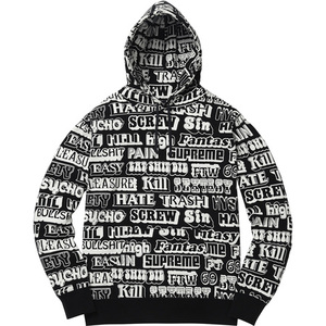 新品本物【黒★M】★HYSTERIC GLAMOUR Text Hooded Sweatshirt ヒステリック テキスト パーカー 正規店購入 限定 入手困難 Supreme 2017A/W