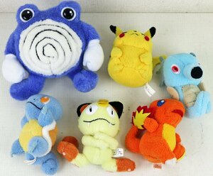 S◇中古品◇ポケモン ぬいぐるみ小 6個 まとめて セット BANDAI/TOMY/Nintendo ニョロゾ/ニャース/ゼニガメ/ピカチュウ 他 景品/プライズ