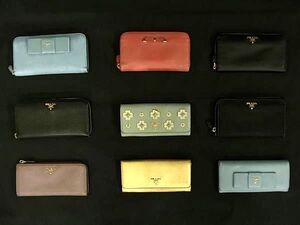 1円 PRADA プラダ サフィアーノレザー テスートナイロン 等 ラウンドファスナー 等 長財布 ウォレット 9点セット まとめ売り DA8703