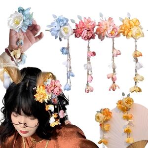 [Gitvirgo] 髪飾り 浴衣 花 成人式 ヘアアクセサリー 着物 和装 高級造花 髪 飾り 髪留め 振袖 卒業式 七五三 結