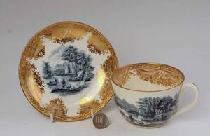 　古ウェジウッド　=　　Old-Big-Cup&Saucer　　=　　Vew+G Deco=93802= (1級品)　 博物館級の貴重品　制作年代：1769-80年頃