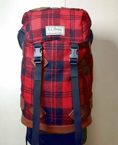 レア LLビーン チェック クラシックウールデイパック バックパック 赤黒 レザー L.L.Bean Classic Wool Daypack ヴィンテージ復刻　　