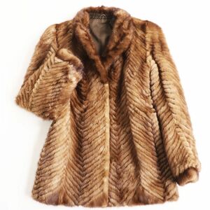 良品●MINK デザインミンク 本毛皮ショートコート ジャケット ブラウン 11号 毛質艶やか・柔らか◎