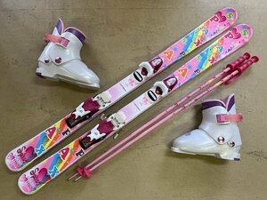 2△3-275 子供スキーセット 板/116cm ブーツ/22.0cm ストック/90cm 可愛いセットです♪ ワックス掛けてから発送！[店頭引き取り可/札幌]