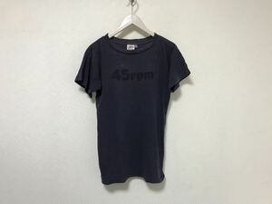 本物フォーティファイブアールピーエム45rpmコットンロゴ半袖Tシャツメンズアメカジサーフミリタリー紺ネイビー2M