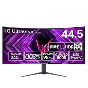 【中古】【VGP 2025 金賞】LG ゲーミング モニター UltraGear OLED 45GS96QB-B 44.5インチ/21:9 曲面型ウ