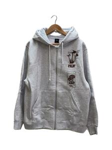 HUF◆BIZARRE BOTANICALS FULL ZIP HOODIE/ジップパーカー/L/コットン/GRY