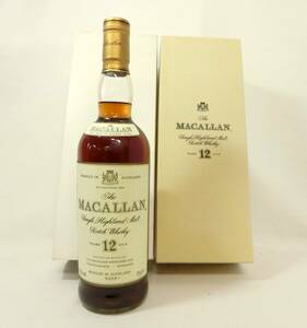 1000円スタート 酒 SCOTCH WHISKY MACALLAN SINGLE HIGHLAND MALT 12年 750ml 43％ スコッチ マッカラン 未開栓 箱付 9 酒R555