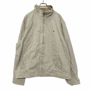 TOMMY HILFIGER コットン ジャケット XXL ホワイト ビッグサイズ ジップアップ ロゴ ポケット 古着卸 アメリカ仕入 a512-5778