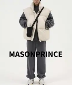 【大きいサイズ】MASONPRINCE ハイネック ダウンベスト アイボリー L