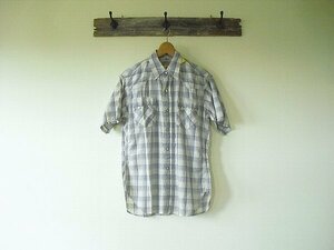 S/S WESTERN SHIRTS（ダブルワークス）ウエアハウス　ブルー/オフ　半袖　ウエスタン　コットン100%　希少　絶版品　デッドストック　新品