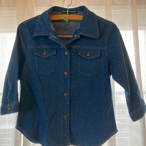 NIGHT NOUGHT NOTHING 160 デニムシャツ 七分袖 ストレッチ 子供服 ガールズ レディース オーバーシャツ　送料無料