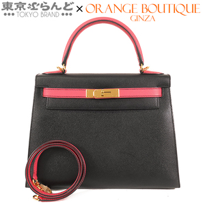 101745560 エルメス HERMES ケリー 28 外縫 パーソナルオーダー C刻印 黒xローズアザレ GP金具 エプソン 2WAY ハンドバッグ ショルダー▲