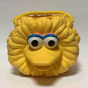 【Vintage】セサミストリート ビッグバード フェイス バケツ 小物入れ バスケット ソフビ フィギュア applause Sesame Street Big Bird