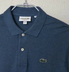 【杢ブルー】ラコステ LACOSTE ポロシャツ サイズ3 M ペルー製 正規品 半袖シャツ Tシャツ テニス ゴルフ スポーツウェア フレラコ