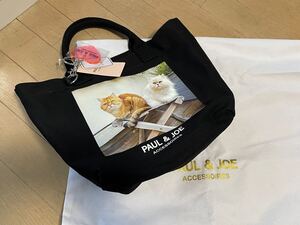 未使用 PAUL&JOE キャンバス トート ねこプリント ブラック ポール＆ジョー