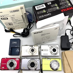 【S-14】通電確認有　FUJIFILM　FINEPIX　Canon　IXY　PENTAX　Optio　Nikon　COOLPIX　デジカメ5台　箱　説明書　充電器　ケーブル付