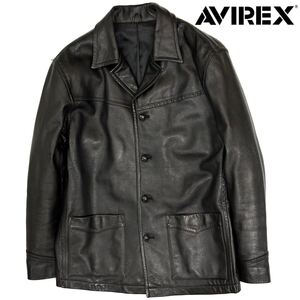 AVIREX アヴィレックス「610131」羊革 ラムレザー カーコート(L)ブラック 黒 メンズ アウター レザーコート