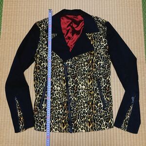 極美品 NO ID レオパード ストレッチ ライダース ジャケット 2 ノーアイディー 豹柄 ヒョウ アニマル leopard riders jacket biker Y2K 00s