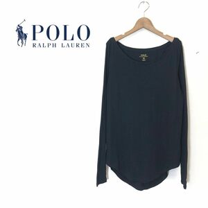 A171-K-S◆POLO RALPH LAUREN ポロラルフローレン 長袖カットソー◆sizeM ブラック 薄手 綿100% 着心地抜群 無地 シンプル カジュアル