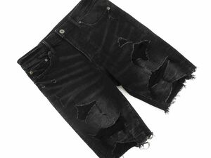 AMERICAN EAGLE アメリカンイーグル ダメージ加工 ハーフ デニムパンツ size30/黒 ■◆ ☆ dfc3 メンズ