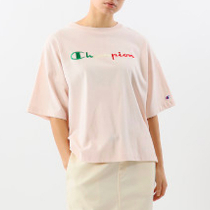 [チャンピオン] Tシャツ 綿100% スクリプトロゴ ウィメンズ CW-T323 ペールピンク M