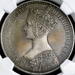 ★美トーン ゴシッククラウン★ 1847年 イギリス ヴィクトリア女王 ゴチッククラウン銀貨 PF58（NGC,PCGSアンティークコイン）