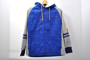 coco 中古 チャンピオンゴルフ Champion レディース ブルゾン M 青×グレー チャンピオン 長袖アウター 中綿入り 2WAY フード付き 85252