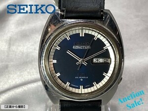 【可動品】SEIKO セイコー 5 アクタス 6106-8420 腕時計 オートマチック デイデイド SS 23石 文字盤/ネイビー色