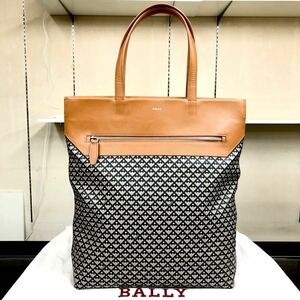 【バリー】基準内 BALLY トートバッグ 総柄 ロゴモチーフ ショルダーバッグ ビジネスバッグ PVC×レザー メンズ レディース イタリア製