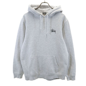 ステューシー バッグプリント 長袖 パーカー M グレー STUSSY 裏起毛 メンズ