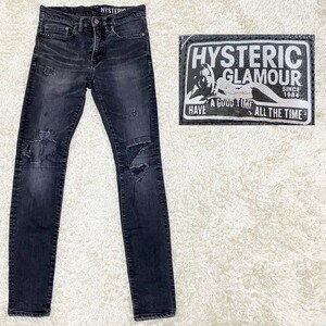 【スタッズ付き★】W28 HYSTERIC GLAMOUR ダメージ加工ストレッチスキニーデニムパンツ/ジーンズ/黒◆ヒステリックグラマー (11)