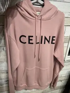 美品CELINE ピンク ロゴパーカー