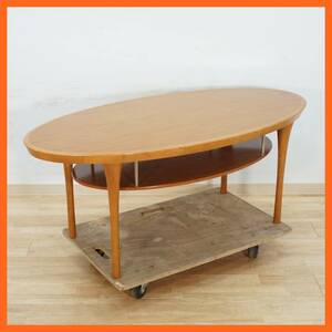 前ダ：【カリモク家具】センターテーブル 約120.0×59.7㎝ 高さ約48.3㎝ 楕円形 家具 リビングテーブル