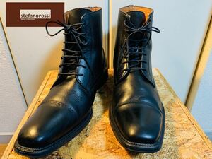 795) stefanorossi ステファノロッシ ストレートチップ ブーツ 黒 40サイズ 25.0cm相当 アルフレッドバニスター
