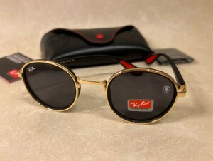 レイバン　Ray-Ban&Ferrari　サングラス　アイウェア　ラウンド　遮光レンズ　ブラック